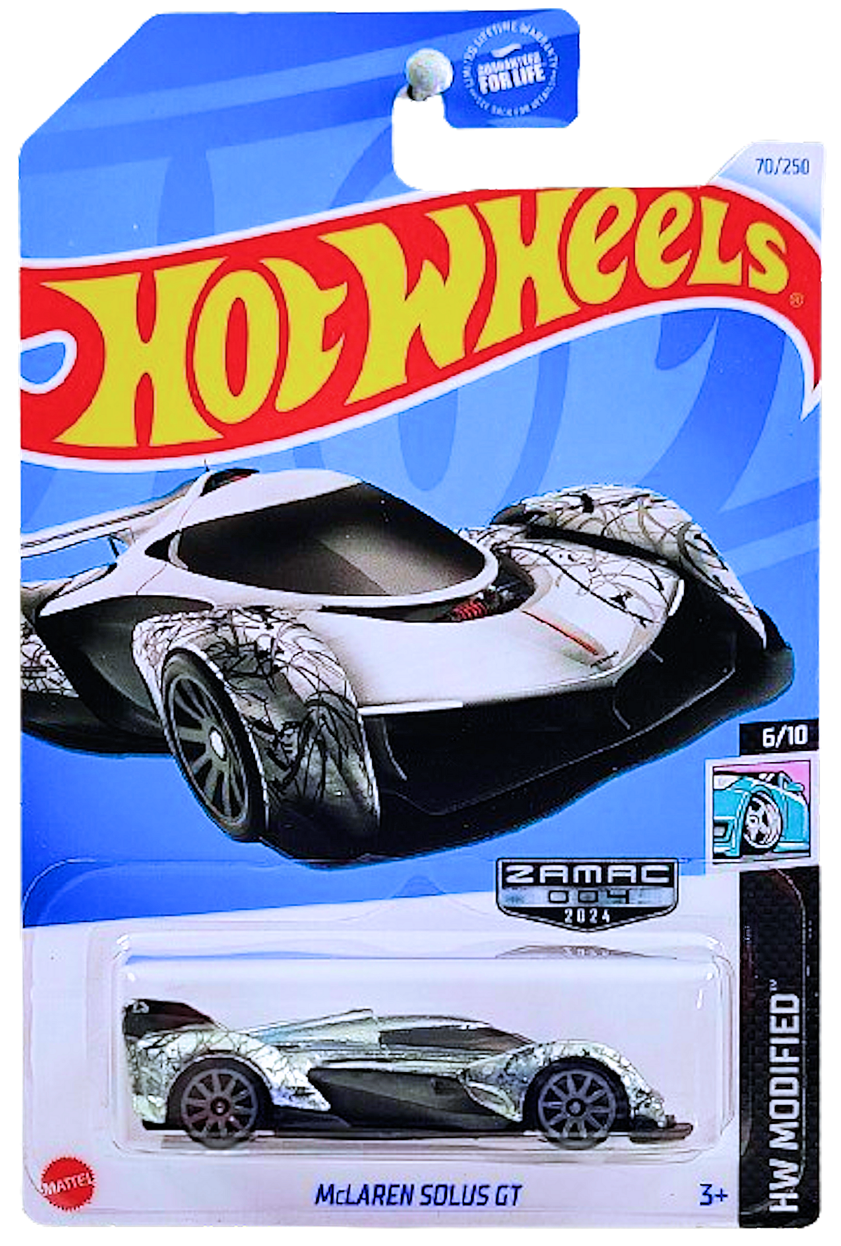 Hot Wheels 2024 Collector 070 250 HW Modified 6 10 ZAMAC 004 McLaren Solus GT ZAMAC Walmart Exclusive USA Card