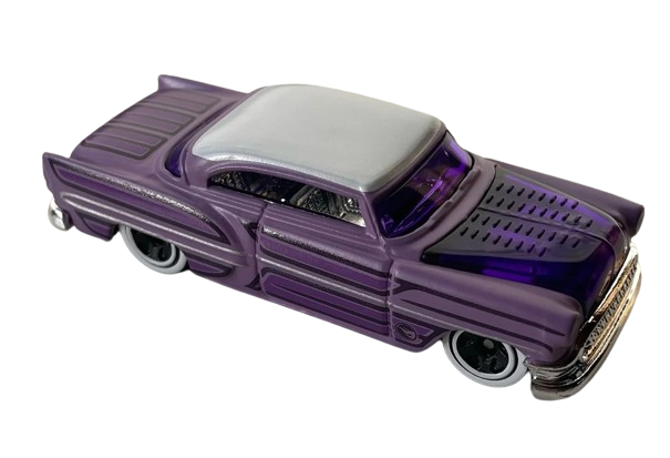 Hot Wheels 2024 - Collector # 100/250 - Rod Squad 4/5 - Treasure Hunts - Custom '53 Chevy - Matte Lavender / Circle Flame Logo on Lower Front Fender - White Walls - IC