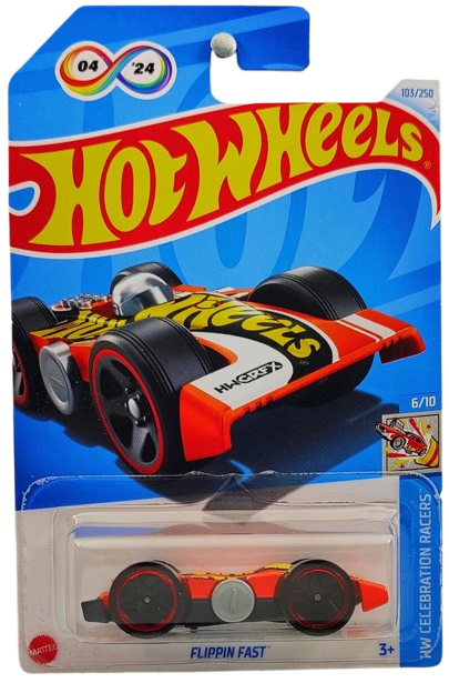 Hot Wheels 2024 - Collector # 103/250 - HW Celebration Racers 06/10 - Flippin Fast - Orange - World Autism Awareness Day - IC 'ASAN' Card
