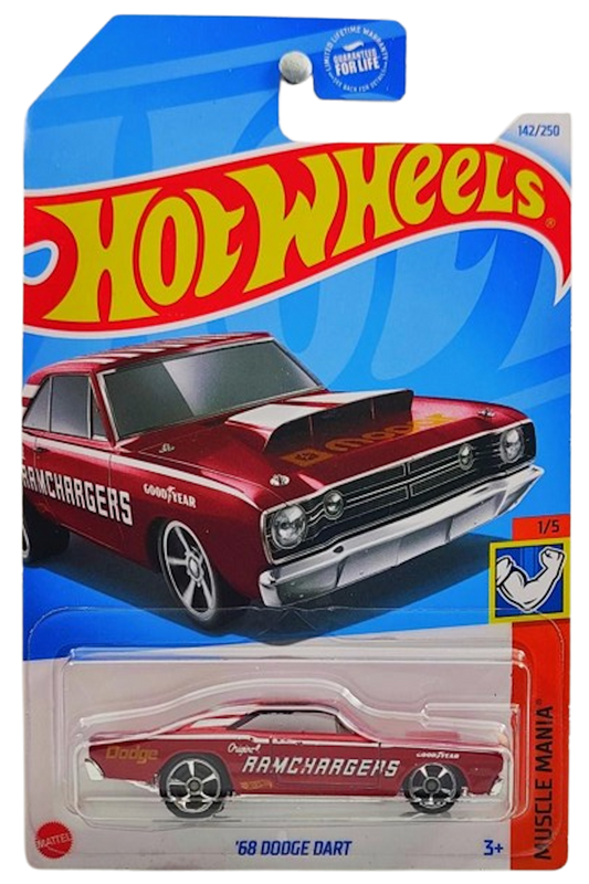 Hot Wheels 2024 - Collector # 142/250 - Muscle Mania 1/5 - '68 Dodge Dart - Red / Ramchargers - USA Card