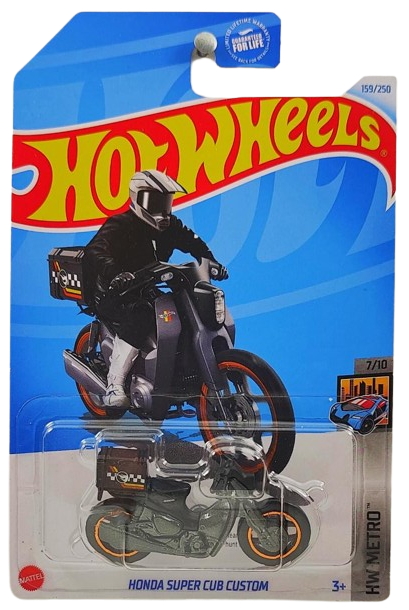 Hot Wheels 2024 Collector 159 250 HW Metro 7 10 Treasure Hunts Honda Super Cub Custom Black Circle Flame Logo on sides USA Card