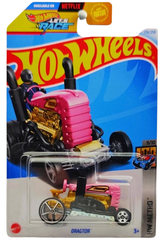 Hot Wheels 2024 - Collector # 176/250 - HW Metro 9/10 - Dragtor - Pearl Pink - USA Card