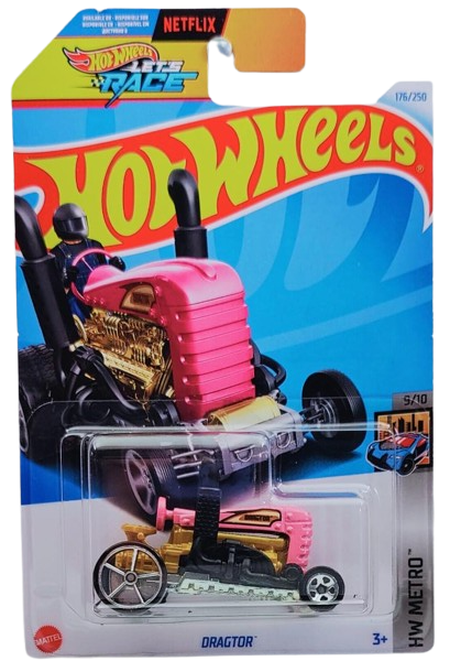 Hot Wheels 2024 - Collector # 176/250 - HW Metro 9/10 - Dragtor - Pearl Pink - International Card