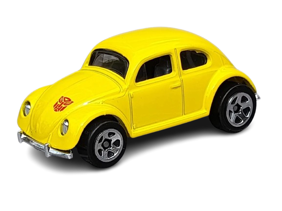 Hot Wheels 2024 - Collector # 186/250 - HW Screen Time 9/10 - Bumblebee (VW Bug) - Yellow / Transformer Logo on Front Lid - USA 'Transformer' Card