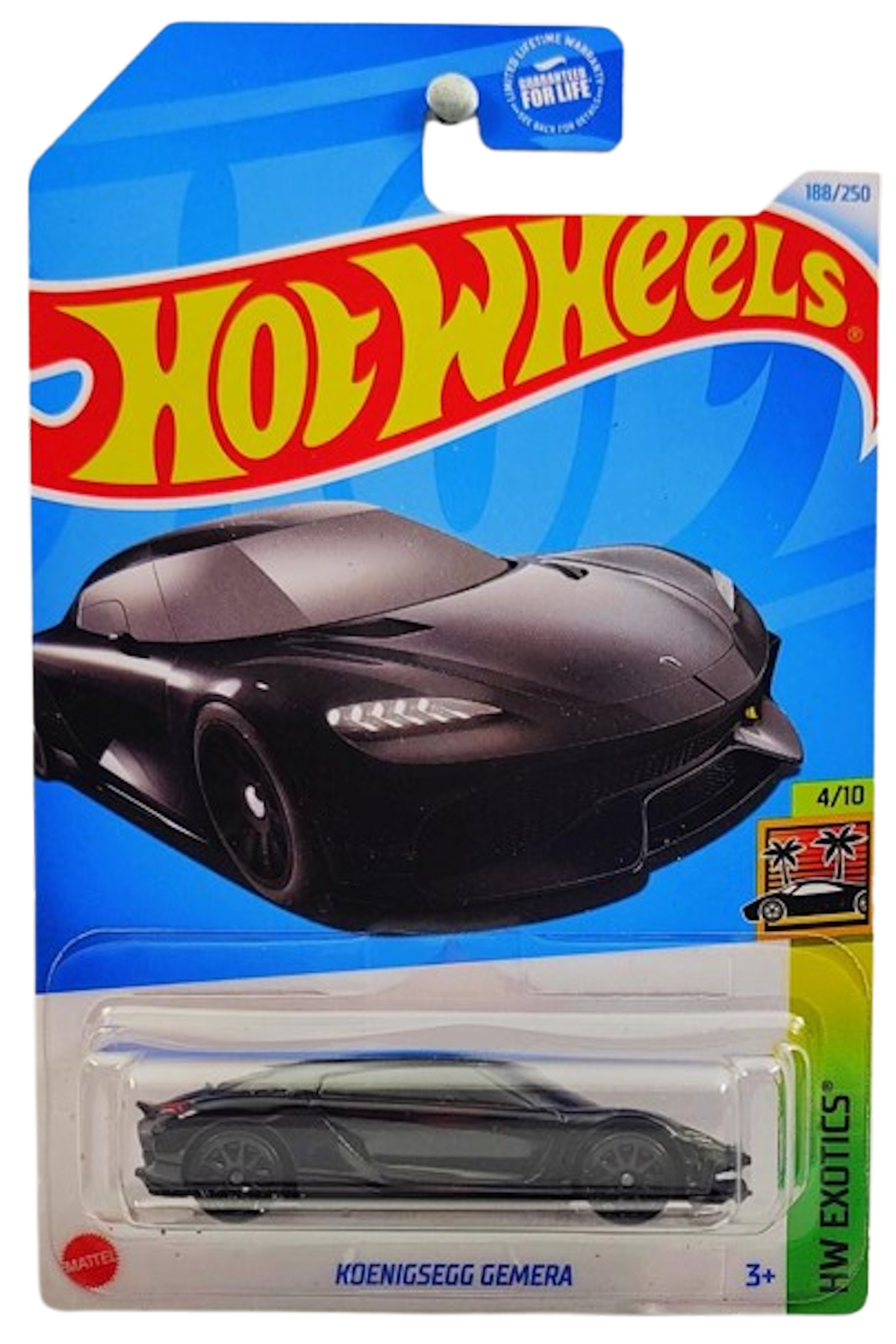 Hot Wheels 2023 - Collector # 188/250 - HW Exotics 04/10 - Koenigsegg Gemera - Black - Dollar General Exclusive - USA '2024' Card