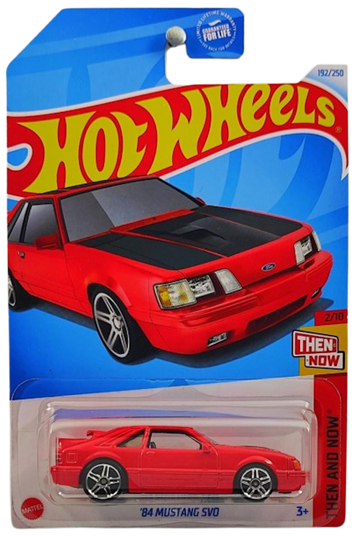Hot Wheels 2024 - Collector # 192/250 - Then and Now 2/10 - '84 Mustang SVO - Red - PR5 Wheels - USA Card