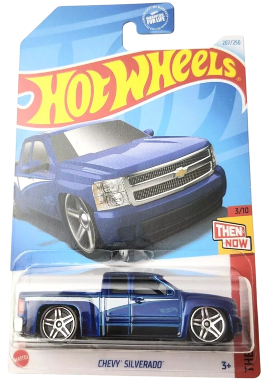 Hot Wheels 2024 - Collector # 207/250 - Then And Now 3/10 - Chevy Silverado - Blue - USA Card