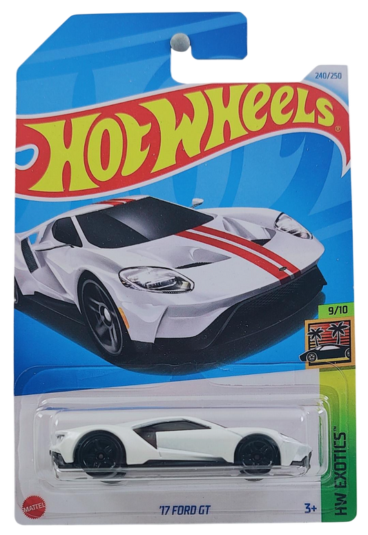 Hot Wheels 2024 - Collector # 240/250 - HW Exotics 9/10 - '17 Ford GT - White / Red Stripe - International Card