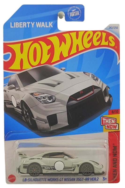 Hot Wheels 2024 - Collector # 242/250 - Then and Now 8/10 - LB-Silhouette WORKS GT Nissan 35GT-RR VER.2 - Gray / Liberty Walk - USA 'Liberty Walk' Card