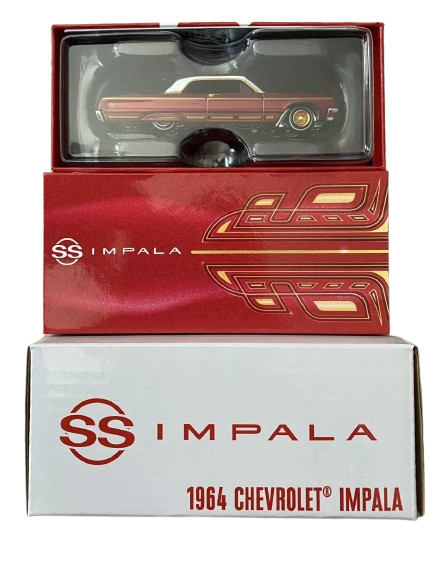 Hot Wheels 2024 - HWC / RLC Exclusive - 1964 Chevrolet Impala - Spectraflame Bright Red - Metal/Metal - Real Riders - Adjustable / Posable Suspension - Acrylic Display Case