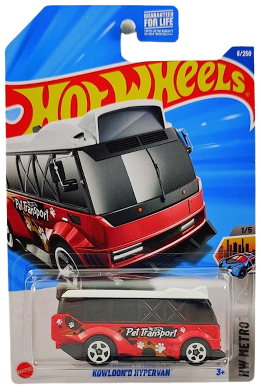 Hot Wheels 2025 - Collector # 006/250 - HW Metro 1/5 - Kowloon'd Hypervan - Red / White Roof / Pet Transport - USA Card