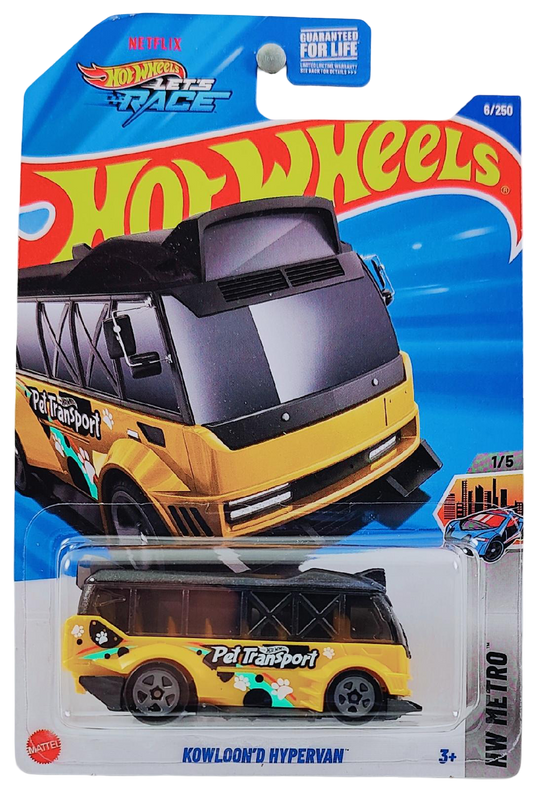 Hot Wheels 2025 - Collector # 006/250 - HW Metro 1/5 - Kowloon'd Hypervan - Yellow / Black Roof / Pet Transport - USA Card