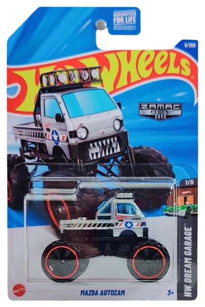 Hot Wheels 2025 - Collector # 008/250 - HW Dream Garage 1/5 - ZAMAC 001 - Mazda Autozam - ZAMAC - Walmart Exclusive - USA Card