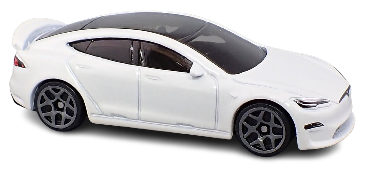 Hot Wheels 2025 - Collector # 009/250 - HW EV 1/10 - Tesla Model S Plaid - White - Gray Y5 Wheels - International Card
