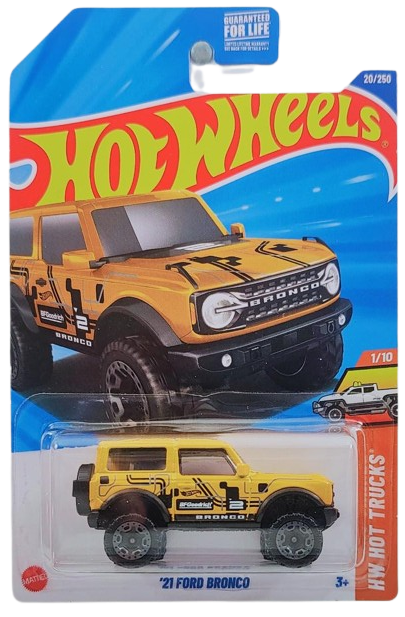 Hot Wheels 2025 - Collector # 020/250 - HW Hot Trucks 1/10 - '21 Ford Bronco - Yellow - International Card