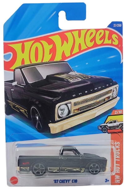 Hot Wheels 2025 - Collector # 021/250 - HW Hot Trucks 2/10 - '67 Chevy C10 - Black - International Card