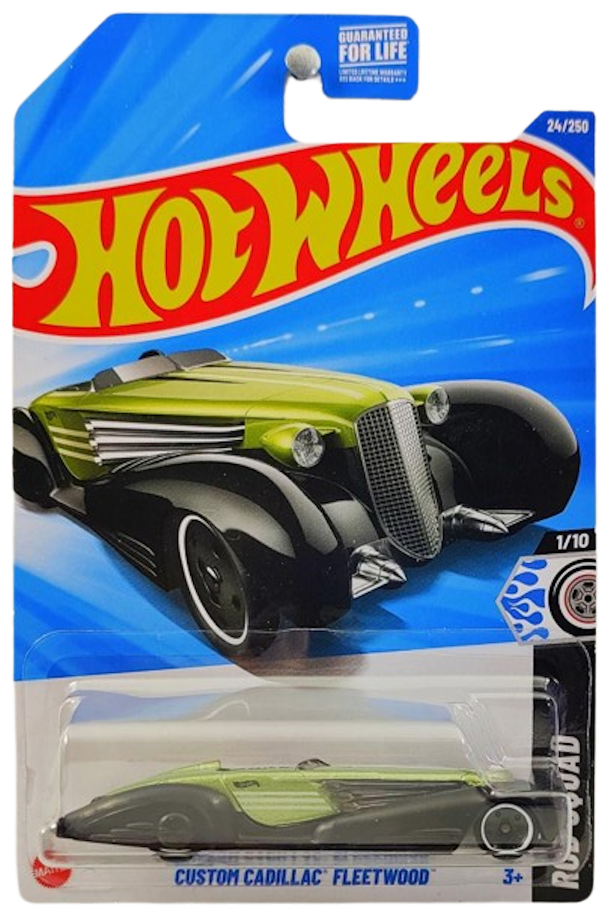 Hot Wheels 2025 Collector 024 250 Rod Squad 1 10 Custom Cadillac Fleetwood Metalflake Green USA Card