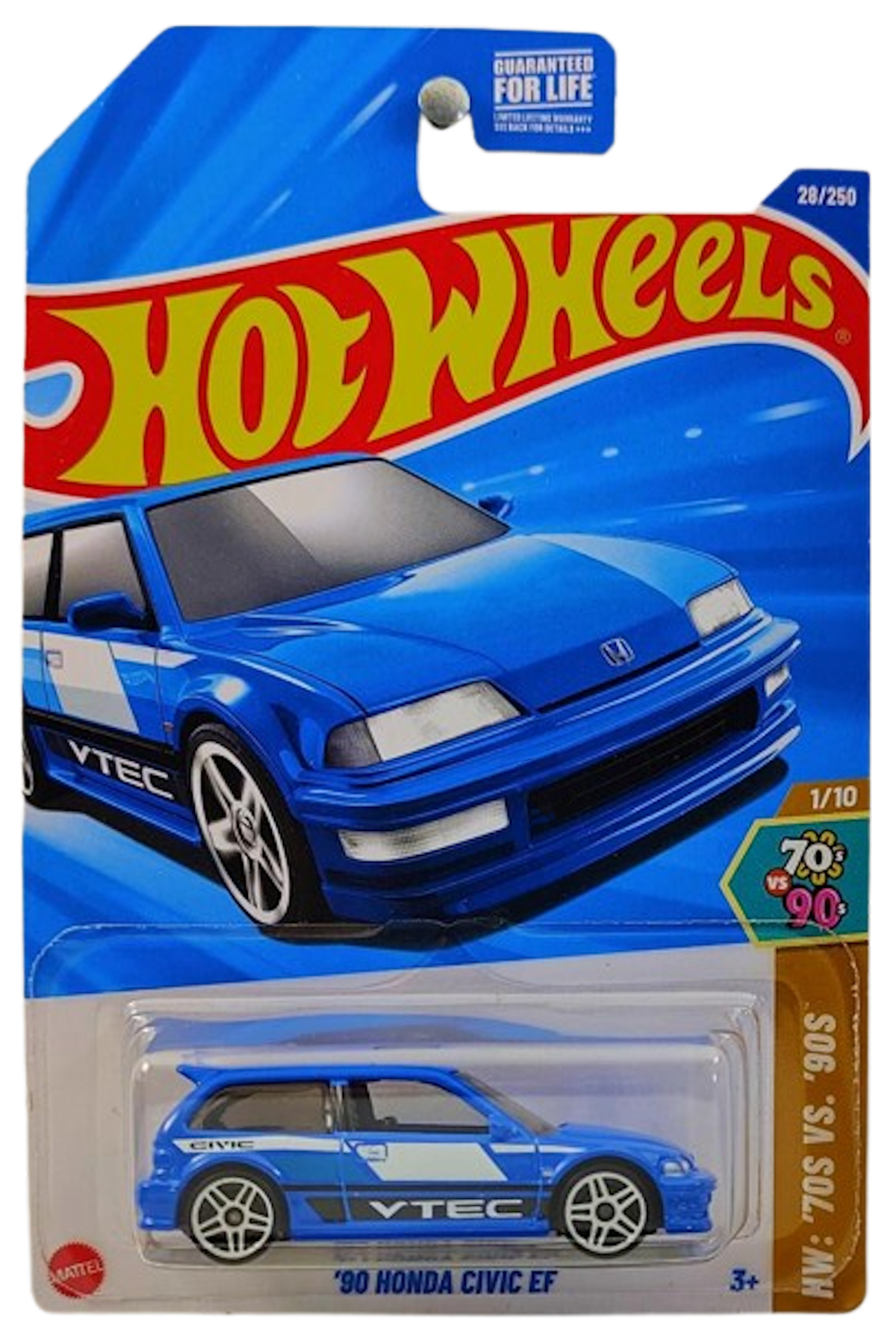 Hot Wheels 2025 Collector 028 250 HW 70s vs 90s 1 10 90 Honda Civic EF Blue VTEC USA Card