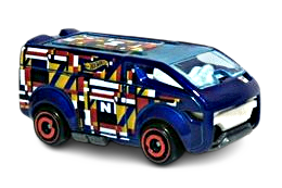 Hot Wheels 2025 - Collector # 035/250 - HW Art Cars 3/10 - The Vanster - Blue / Multi-Colored Shapes / "N" on Roof - USA 'Epic Race' Card