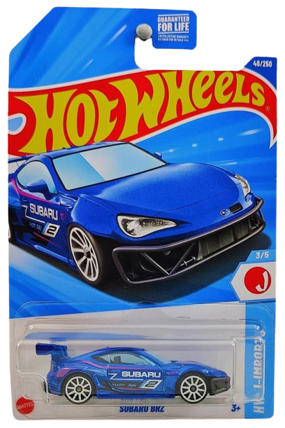 Hot Wheels 2025 - Collector # 048/250 - HW J-Imports 3/5 - Subaru BRZ - Metalflake Blue - White 10 Spokes - USA Card