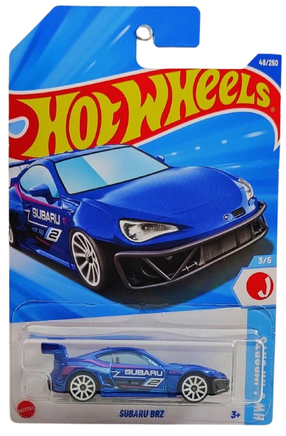 Hot Wheels 2025 - Collector # 048/250 - HW J-Imports 3/5 - Subaru BRZ - Metalflake Blue - White 10 Spokes - International Card