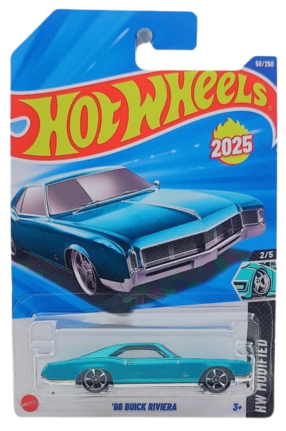 Hot Wheels 2025 - Collector # 050/250 - HW Modified 2/5 / New Models - '66 Buick Riviera - Teal Metalflake - International Card