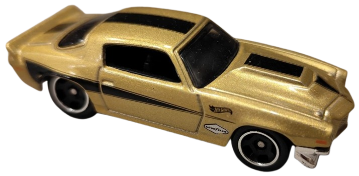 Hot Wheels 2025 - Collector # 053/250 - HW: '70s vs. '90s 4/10 - '70 Chevy Camaro RS - Metalflake Gold - USA Card