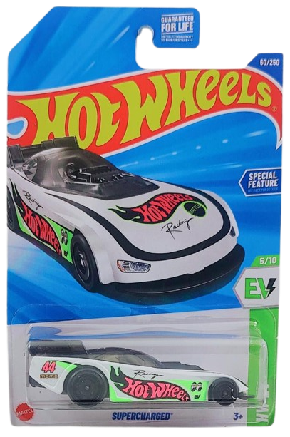 Hot Wheels 2025 - Collector # 060/250 - HW EV 5/10 - Supercharged - White / Hot Wheels Racing / Mooneyes - USA Card