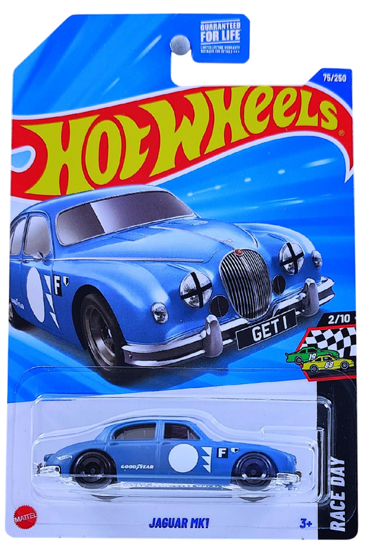 Hot Wheels 2025 - Collector # 075/250 - HW Race Day 2/10 - Jaguar Mk1 - Matte Moody Blue - USA Card