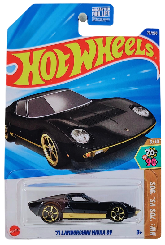 Hot Wheels 2025 - Collector # 078/250 - HW: '70s vs. '90s 6/10 - '71 Lamborghini Miura SV - Black - USA Card