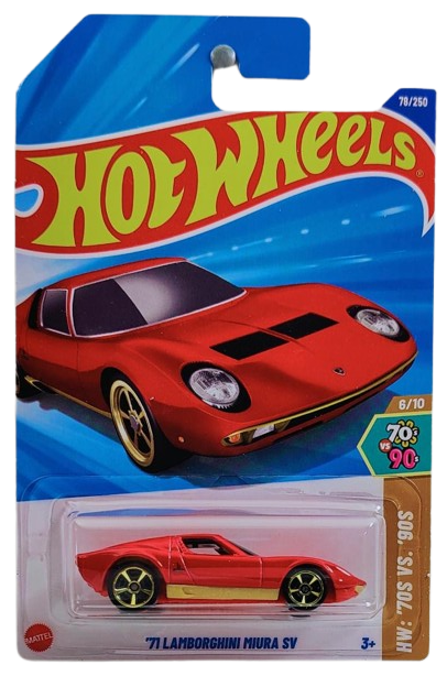 Hot Wheels 2025 - Collector # 078/250 - HW: '70s vs. '90s 6/10 - '71 Lamborghini Miura SV - Red - International Card
