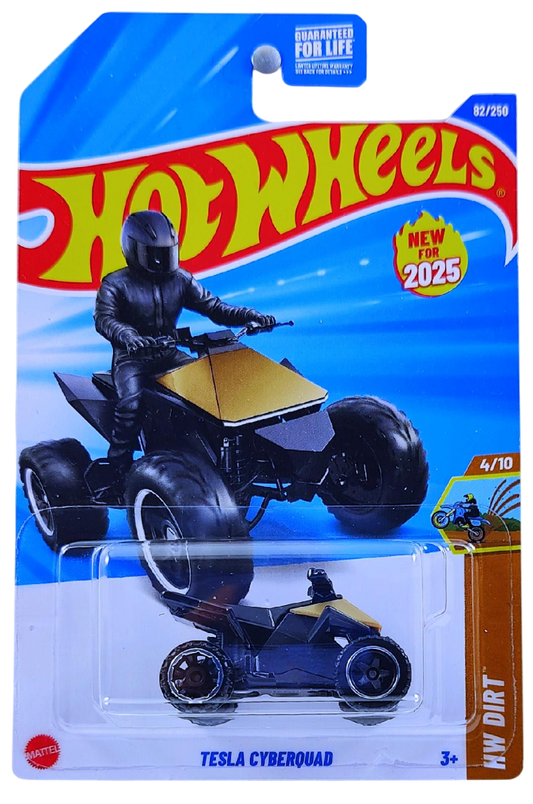 Hot Wheels 2025 - Collector # 082/250 - HW Dirt 4/10 - New Models - Tesla Cyberquad - Gold - USA Card