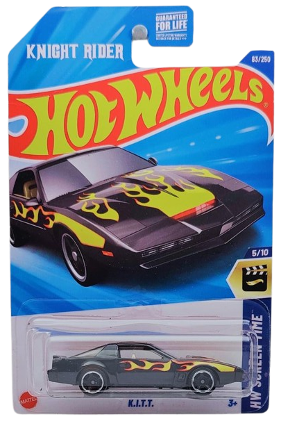 Hot Wheels 2025 - Collector # 083/250 - HW Screen Time 5/10 / Knight Rider - K.I.T.T. - Black with Flames - USA Card