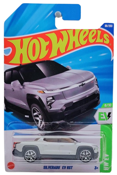 Hot Wheels 2025 - Collector # 086/250 - HW EV 6/10 - Silverado EV RST - Gray Enamel / Black Roof - International Card