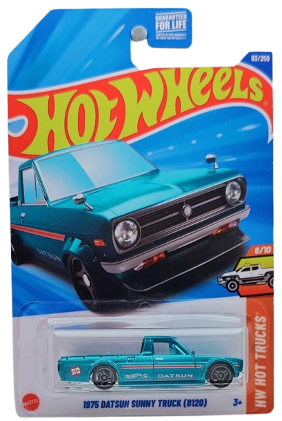 Hot Wheels 2025 - Collector # 093/250 - HW Hot Trucks 6/10 - 1975 Datsun Sunny Truck (B120) - Metalflake Teal - USA Card