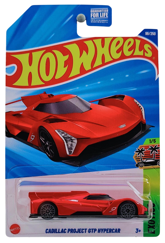 Hot Wheels 2025 - Collector # 099/250 - HW Exotics 1/5 - Cadillac Project GTP Hypercar - Red - USA Card