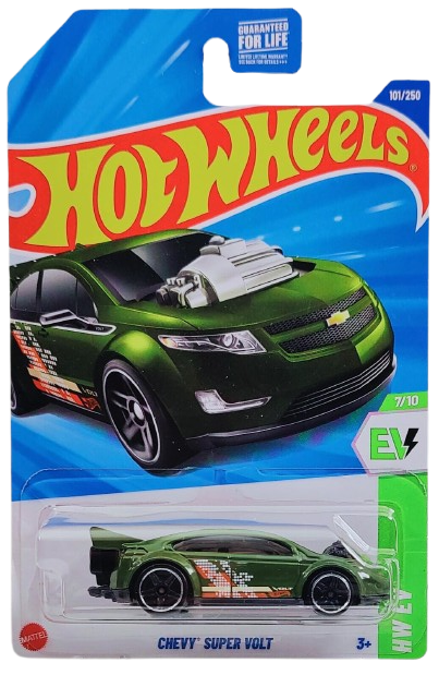 Hot Wheels 2025 - Collector # 101/250 - HW EV 7/10 - Chevy Super Volt - Green Enamel - USA Card