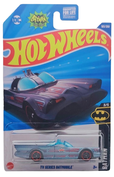 Hot Wheels 2025 - Collector # 103/250 - Batman 3/5 - TV Series Batmobile - Metalflake Gray - USA 'Batman' Card