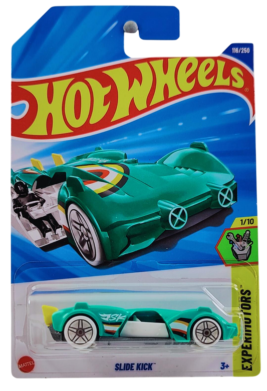 Hot Wheels 2025 - Collector # 116/250 - Experimotors 1/10 - Slide Kick - Turquoise - International Card