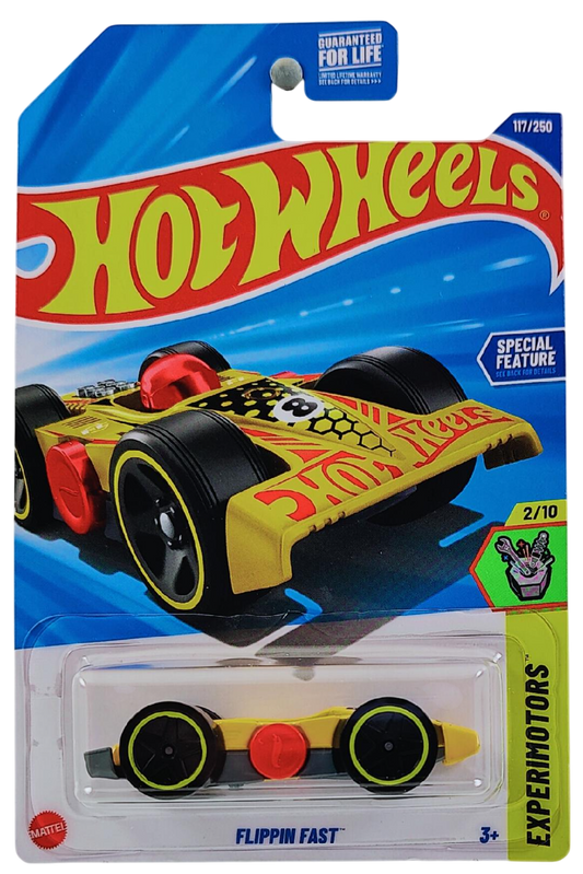 Hot Wheels 2025 - Collector # 117/250 - Experimotors 2/10 - Flippin Fast - Yellow over Gray - USA Card