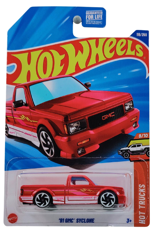 Hot Wheels 2025 - Collector # 119/250 - HW Hot Trucks 8/10 - '91 GMC Syclone - Red - USA Card