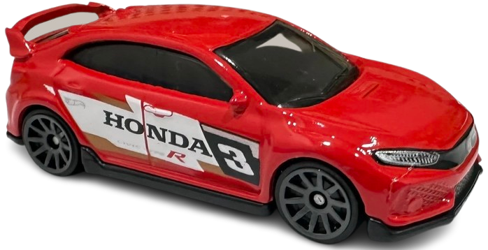 Hot Wheels 2025 - Collector # 123/250 - Then and Now 3/10 - 2018 Honda Civic Type R - Red / #3 - USA Card
