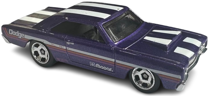 Hot Wheels 2025 - Collector # 129/250 - Compact Kings 6/10 - '68 Dodge Dart - Metalflake Purple with Stripes - Retro Slot Wheels - International Card