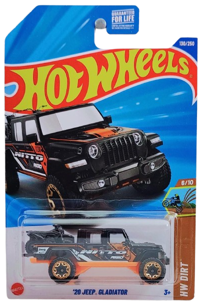 Hot Wheels 2025 - Collector # 130/250 - HW Dirt 6/10 - '20 Jeep Gladiator - Black / 'Nitto Rigid' - Beadlock Off-Road Wheels - USA Card