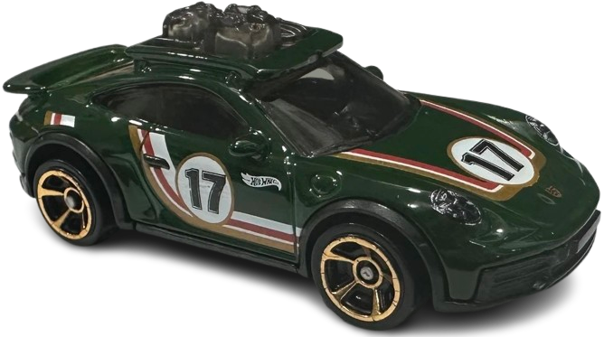 Hot Wheels 2025 - Collector # 154/250 - Safari Mode 2/5 - Porsche 911 Rallye - Dark Green - Muscle Car 5-Spoke Wheels - USA Card