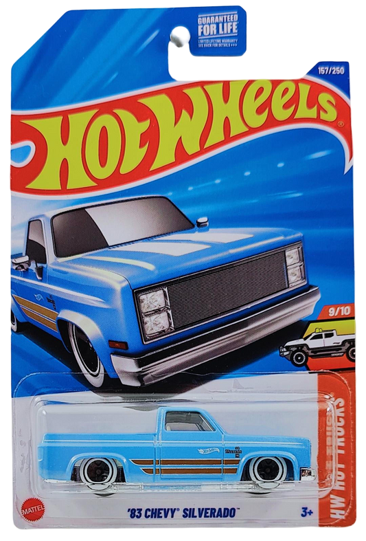 Hot Wheels 2025 - Collector # 157/250 - HW Hot Trucks 9/10 - '83 Chevy Silverado - Pearl Light Blue - USA Card