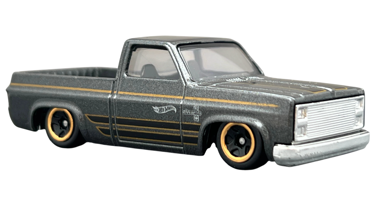 Hot Wheels 2025 - Collector # 157/250 - HW Hot Trucks 9/10 - '83 Chevy Silverado - Metalflake Dark Gray - USA Card