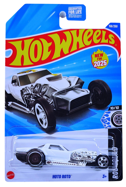 Hot Wheels 2025 - Collector # 158/250 - Rod Squad 10/10 - New Models - Hoto Roto - White / #67 - USA Card