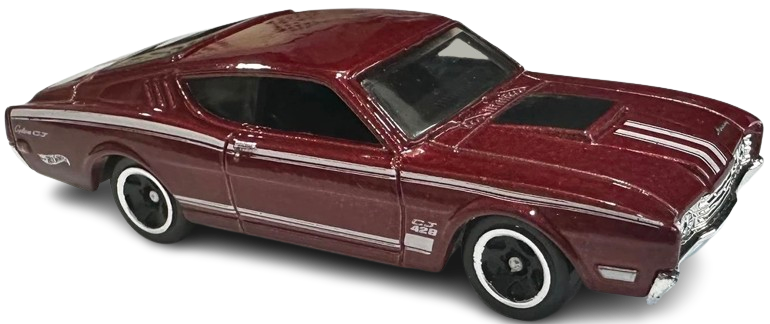 Hot Wheels 2025 - Collector # 165/250 - Muscle Mania 2/10 - '69 Mercury Cyclone - Metalflake Red with White Stripes - Black 5SP Wheels - USA Card