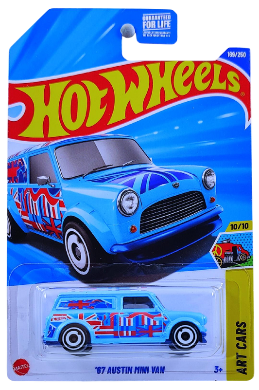 Hot Wheels 2025 - Collector # 169/250 - HW Art Cars 10/10 - '67 Austin Mini Van - Pearl Sky Blue / 'A' on Roof - USA Card